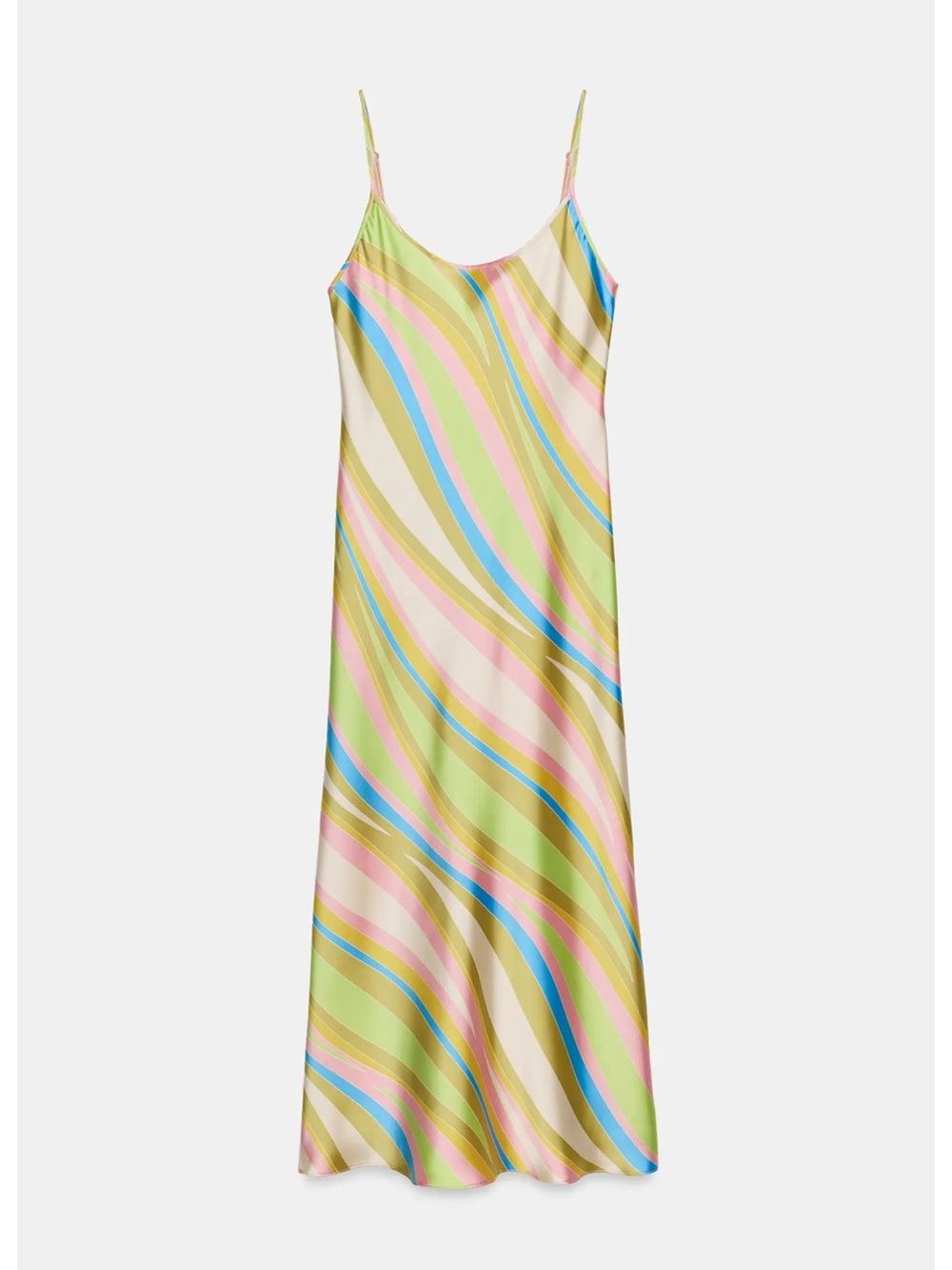 Zara PRINTED SATIN EFFECT MIDI DRESS